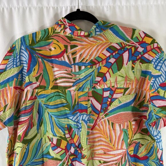 C&C California 100% Linen Blouse Women's Large Short Sleeve Button Up Lightweigh - Picture 8 of 9